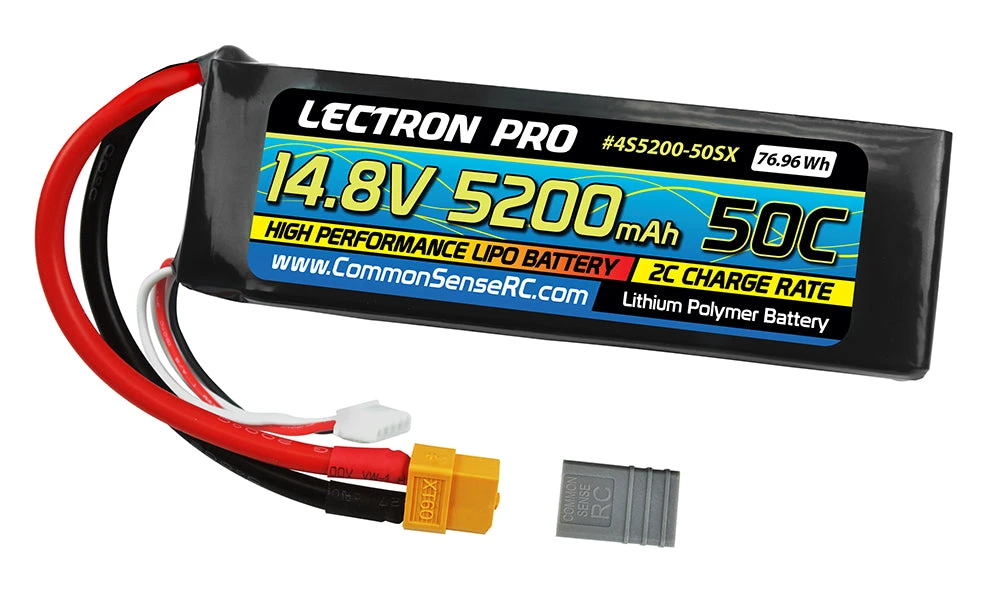 Common Sense RC (4S5200-50SX) Lectron Pro 4S 14.8V 5200mAh 50C Soft Case LiPo Battery With XT60 And 3 Common Sense RC (4S5200-50SX) Lectron Pro 4S 14.8V 5200mAh 50C Soft Case LiPo Battery With XT60 And