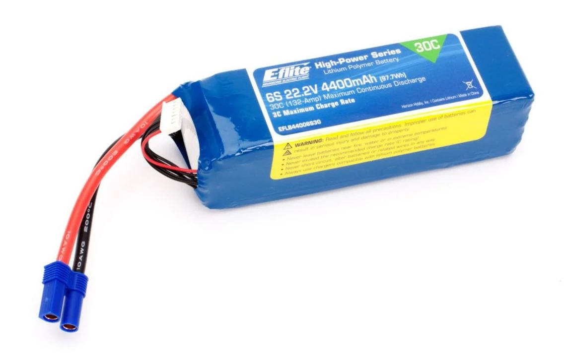 E-flite B44006S30 4400mAh 6S 22.2V 30C LiPo Battery With EC5 Connector 3 E-flite B44006S30 4400mAh 6S 22.2V 30C LiPo Battery With EC5 Connector