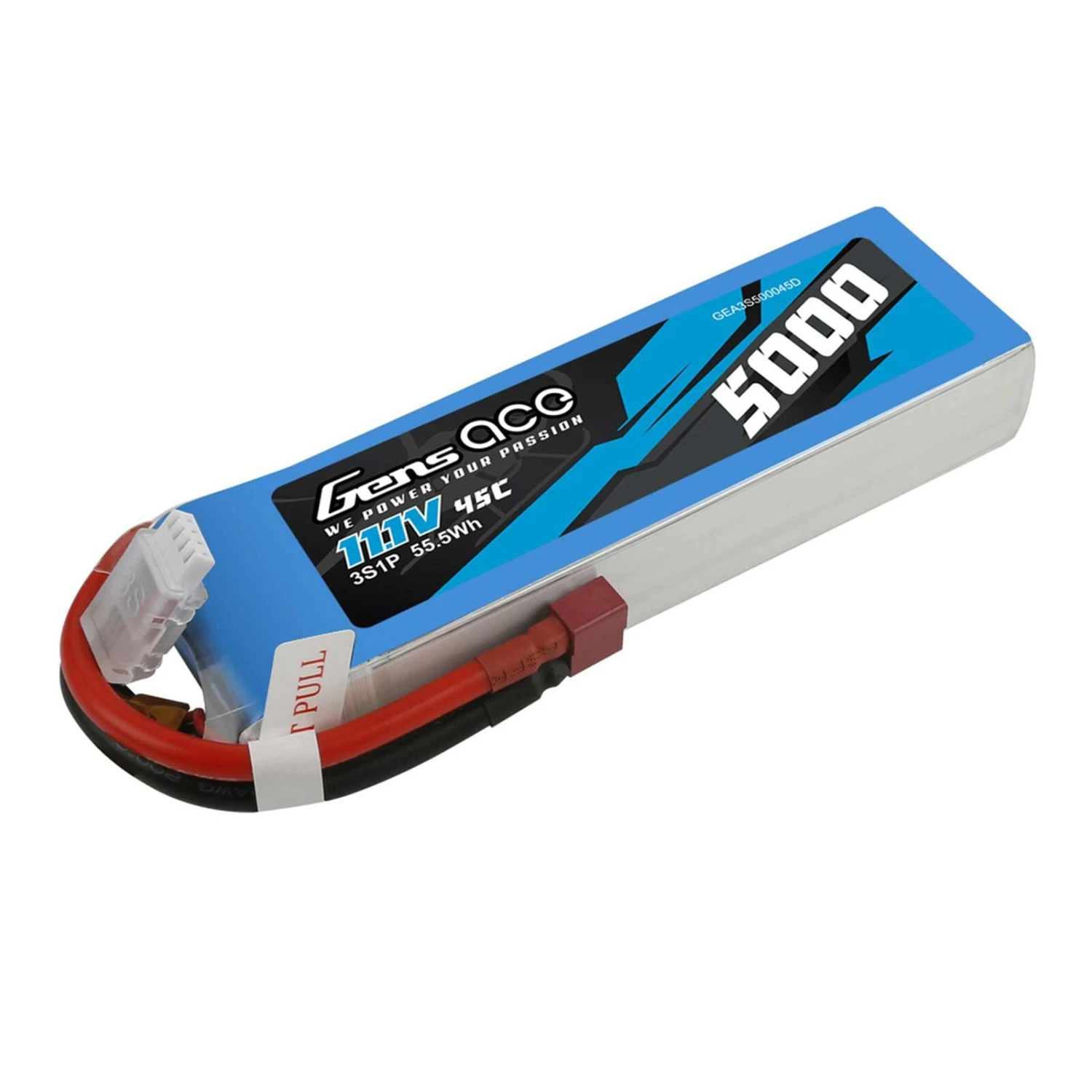 Gens Ace 5000mAh 11.1V 45C Lipo Battery Pack With Deans 3 Gens Ace 5000mAh 11.1V 45C Lipo Battery Pack With Deans
