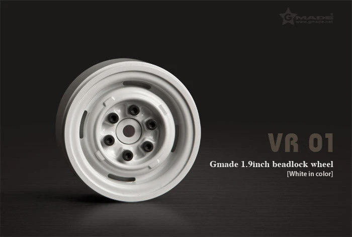 Gmade 70106 1.9" VR01 Beadlock Wheels White 2 Pack 3 Gmade 70106 1.9" VR01 Beadlock Wheels White 2 Pack