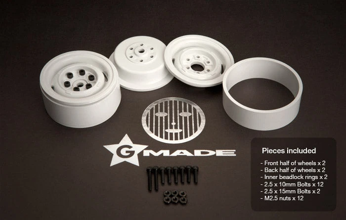 Gmade 70106 1.9" VR01 Beadlock Wheels White 2 Pack 4 Gmade 70106 1.9" VR01 Beadlock Wheels White 2 Pack - Image 2