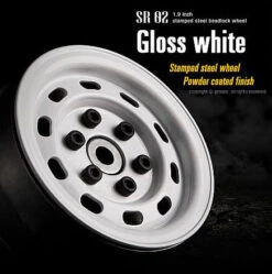 Gmade 70176 1.9" SR02 1/10 Crawler Beadlock Wheels Gloss White 2 Pack