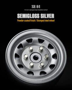Gmade 70492 1.9" SR04 1/10 Scale Crawler Beadlock Wheels Semigloss Silver 2 Pack