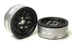 Gmade 70494 1.9" SR04 1/10 Scale Crawler Beadlock Wheels Matte Black 2 Pack