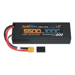 Powerhobby 2S 7.4V 5500mAh 100C Lipo Battery Pack With XT60 Plug And Adapter