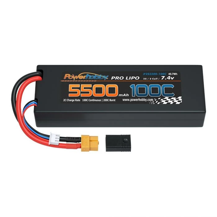 Powerhobby 2S 7.4V 5500mAh 100C Lipo Battery Pack With XT60 Plug And Adapter 2 Powerhobby 2S 7.4V 5500mAh 100C Lipo Battery Pack With XT60 Plug And Adapter