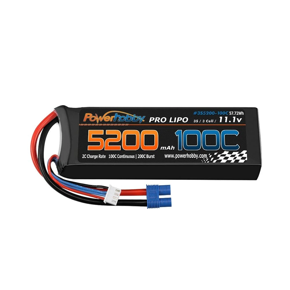 Powerhobby 3S 11.1V 5200 100C Lipo Battery Pack With EC3 Plug 3 Powerhobby 3S 11.1V 5200 100C Lipo Battery Pack With EC3 Plug