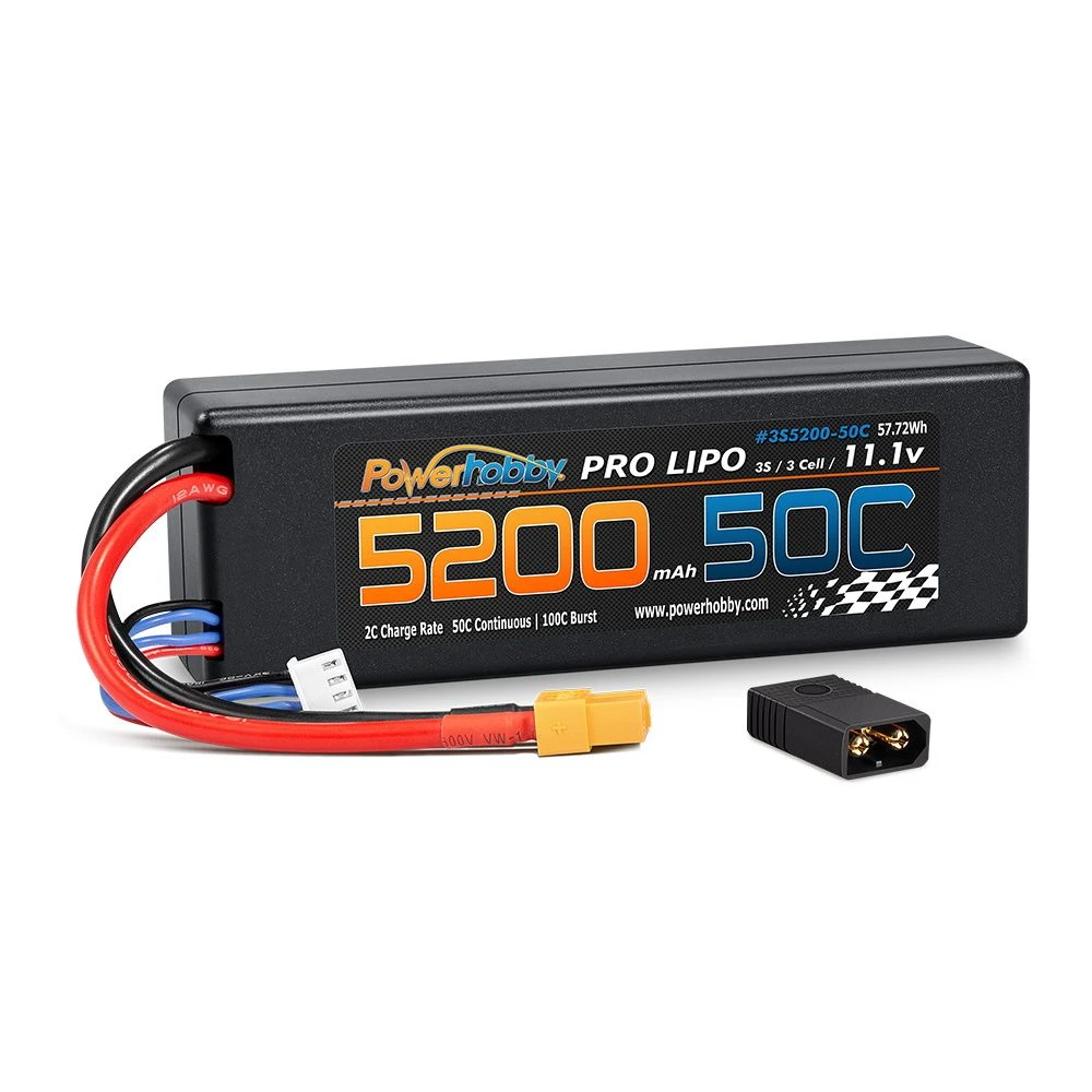 Powerhobby 3S 11.1V 5200mAh 50C Lipo Hard Case Battery Pack With XT60 Plug And Traxxas Adapter 3 Powerhobby 3S 11.1V 5200mAh 50C Lipo Hard Case Battery Pack With XT60 Plug And Traxxas Adapter
