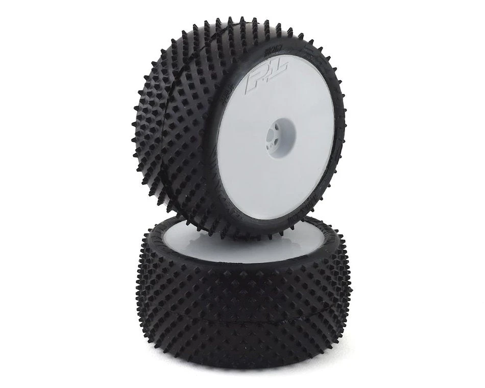 Pro-Line 8267-13 Pyramid 2.2' Z3 (Medium) Rear Off-Road Carpet Buggy Tires Mounted On White Wheels 3 Pro-Line 8267-13 Pyramid 2.2' Z3 (Medium) Rear Off-Road Carpet Buggy Tires Mounted On White Wheels