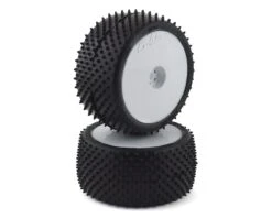 Pro-Line 8267-14 Pyramid 2.2' Z4 (Soft) Rear Off-Road Carpet Buggy Tires Mounted On White Wheels