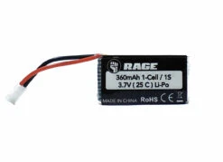Rage RC A1328 1S 3.7V 360mAh Lipo Battery For T-28 Trojan Tempest 600 And Other RAGE RC Aircraft