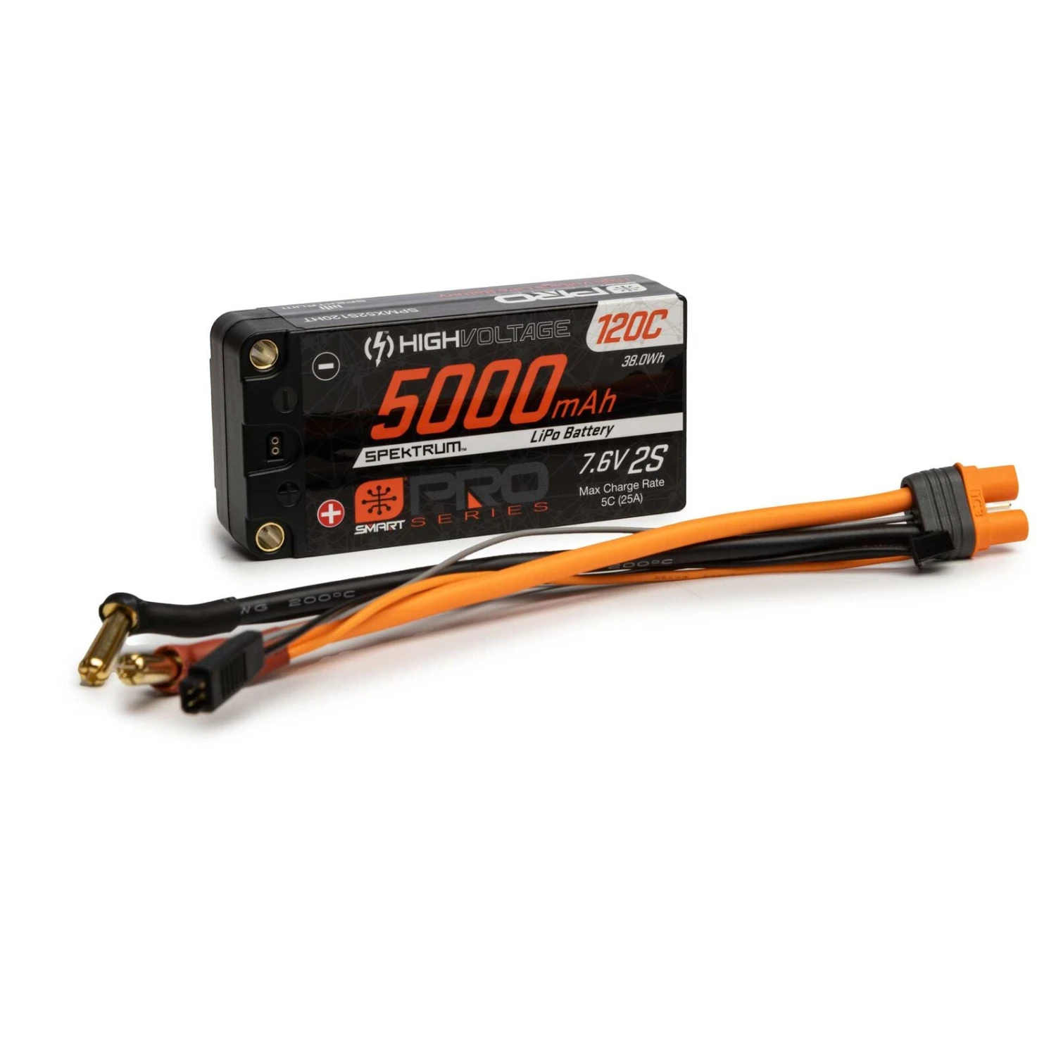 Spektrum SPMX52S120HT 5000mAh 7.6V SMART Pro Race HV 120C Hardcase LiPo Battery With 5mm Ports 4 Spektrum SPMX52S120HT 5000mAh 7.6V SMART Pro Race HV 120C Hardcase LiPo Battery With 5mm Ports - Image 2