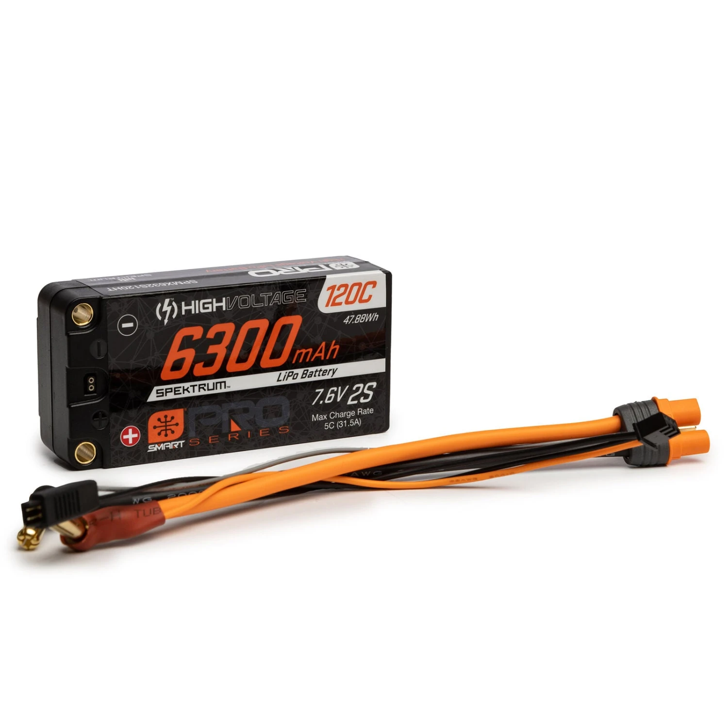 Spektrum SPMX632S120HT 6300mAh 7.6V SMART Pro Race HV 120C Hardcase LiPo Battery With 5mm Ports 4 Spektrum SPMX632S120HT 6300mAh 7.6V SMART Pro Race HV 120C Hardcase LiPo Battery With 5mm Ports - Image 2