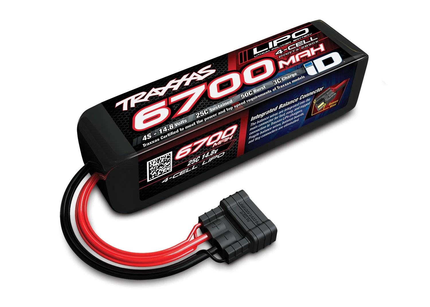 Traxxas 2890X 4S 14.8V 25C 6700 MAh LiPo Battery With ID 3 Traxxas 2890X 4S 14.8V 25C 6700 MAh LiPo Battery With ID