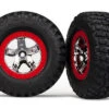 Traxxas 5869 BF Goodrich Tires On Beadlock Style Satin Chrome And Red Wheels For 2WD Slash Front 1 Traxxas 5869 BF Goodrich Tires On Beadlock Style Satin Chrome And Red Wheels For 2WD Slash Front -Spetrum Racing Model Shop traxxas 5869 bf goodrich tires on beadlock style satin chrome and red wheels for 2wd slash front