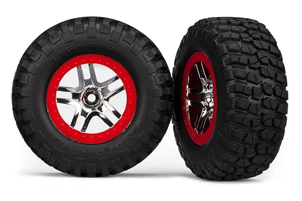 Traxxas 5877R BF Goodrich S1 Super Soft Compound Tires On Beadlock Style Satin Chrome And Red Wheels 3 Traxxas 5877R BF Goodrich S1 Super Soft Compound Tires On Beadlock Style Satin Chrome And Red Wheels