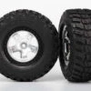 Traxxas 5880 Kumho Tires Black Beadlock Mounted On Satin Chrome Wheels 4WD/2WD Slash Rear -Spetrum Racing Model Shop traxxas 5880 kumho tires black beadlock mounted on satin chrome wheels 4wd 2wd slash rear
