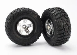 Traxxas 5881 Kumho Tires Mounted On Satin Chrome Wheels 2WD Slash Front