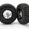Traxxas 5882R Kumho S1 Super Soft Compound Tires On Beadlock Style Satin Chrome And Black Wheels
