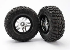 Traxxas 5882R Kumho S1 Super Soft Compound Tires On Beadlock Style Satin Chrome And Black Wheels