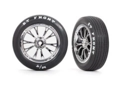Traxxas 9474R Front Chrome Weld Wheels And MT Tires For Drag Slash 2 Pack