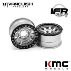 Vanquish Products VPS07781 Silver Anodized KMC KM236 Tank 1.9" Beadlock Crawler Wheels (1 Pair)