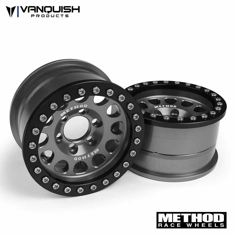 Vanquish Products VPS07912 Grey And Black Method 105 1.9" Beadlock Wheel (1 Pair) 3 Vanquish Products VPS07912 Grey And Black Method 105 1.9" Beadlock Wheel (1 Pair)