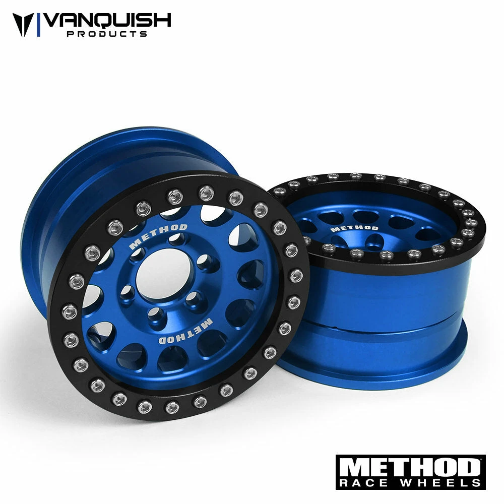 Vanquish Products VPS07916 Blue And Black Method 105 1.9" Beadlock Wheel (1 Pair) 3 Vanquish Products VPS07916 Blue And Black Method 105 1.9" Beadlock Wheel (1 Pair)